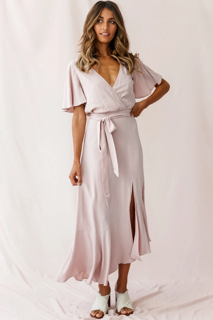Friday Surplice Neckline Front Split Maxi Dress Mauve 5 Friday Surplice Neckline Front Split Maxi Dress Mauve - Image 5