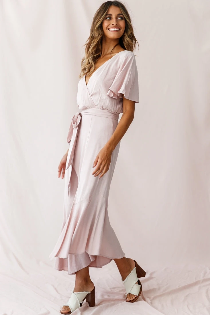 Friday Surplice Neckline Front Split Maxi Dress Mauve 2 Friday Surplice Neckline Front Split Maxi Dress Mauve - Image 2