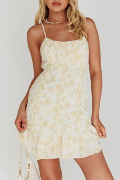 Promise Me Ruched Bust Pintuck Pleat Detail Dress Floral Yellow -Cheap Dress Store 27189DC02 20YELLOW 4