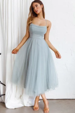 Floating By Pleated Neckline Mesh Midi Dress Sage 9 Floating By Pleated Neckline Mesh Midi Dress Sage -Cheap Dress Store 27460D05 20SAGE 2