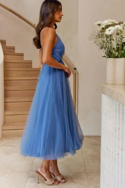 Floating By Plunging Neckline Mesh Overlay Midi Dress Steel Blue 12 Floating By Plunging Neckline Mesh Overlay Midi Dress Steel Blue -Cheap Dress Store 27460D STEEL BLUE 6