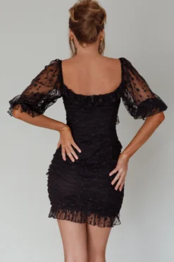 La Vida Sweetheart Neckline Puff Sleeve Dress Black 11 La Vida Sweetheart Neckline Puff Sleeve Dress Black -Cheap Dress Store 27479BR02BLACK 3