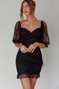 La Vida Sweetheart Neckline Puff Sleeve Dress Black 14 La Vida Sweetheart Neckline Puff Sleeve Dress Black -Cheap Dress Store 27479BR02BLACK 5