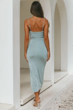 Frieda Cowl Neck Front Split Midi Dress Sage -Cheap Dress Store 27577D02 20SAGE 6