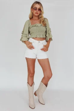 Boardwalk Bell Sleeve Crop Top Spotty Sage 7 Boardwalk Bell Sleeve Crop Top Spotty Sage -Cheap Dress Store 27583D 20SAGE 2