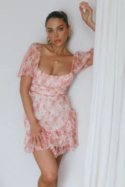 Joie Puff Sleeve Frill Dress Floral Pink 12 Joie Puff Sleeve Frill Dress Floral Pink -Cheap Dress Store 27614DC09 20PINK 5