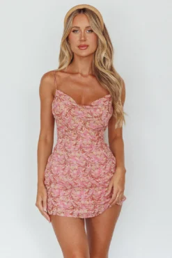 Demure Cami Strap Cowl Mini Dress Floral Purple -Cheap Dress Store 27617DS03 20PURPLE 4