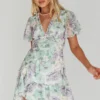 Laney Angel Sleeve Ruffle Dress Floral White