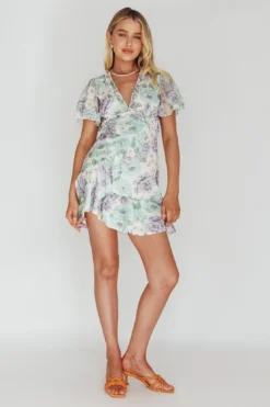 Laney Angel Sleeve Ruffle Dress Floral White -Cheap Dress Store 62157BS52 20WHITE 6