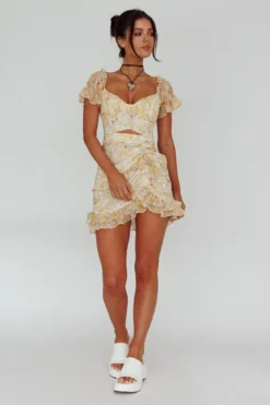 Linka Drawstring Detail Frill Dress Floral Beige 8 Linka Drawstring Detail Frill Dress Floral Beige -Cheap Dress Store 62235BK78 20BEIGE 2