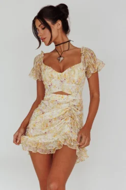 Linka Drawstring Detail Frill Dress Floral Beige 11 Linka Drawstring Detail Frill Dress Floral Beige -Cheap Dress Store 62235BK78 20BEIGE 6