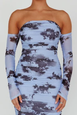 Cece Off-Shoulder Midi Dress Floral Blue 8 Cece Off-Shoulder Midi Dress Floral Blue -Cheap Dress Store 62387D02 20BLUE 4