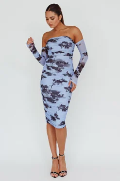 Cece Off-Shoulder Midi Dress Floral Blue 9 Cece Off-Shoulder Midi Dress Floral Blue -Cheap Dress Store 62387D02 20BLUE 5