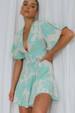 Estelle Angel Sleeve Dress Floral Aqua -Cheap Dress Store 62586BS05 20AQUA 6