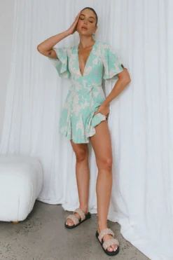 Estelle Angel Sleeve Dress Floral Aqua -Cheap Dress Store 62586BS05 20AQUA 7