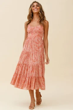 Eternal Sunshine Gathered Bust Maxi Dress Leaf Print Pink 13 Eternal Sunshine Gathered Bust Maxi Dress Leaf Print Pink -Cheap Dress Store 62638D02 PINK 8