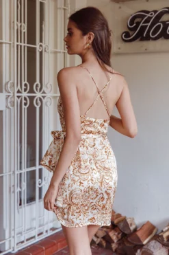 Medellin Gathered Side-Tie Wrap Dress Paisley Beige 11 Medellin Gathered Side-Tie Wrap Dress Paisley Beige -Cheap Dress Store 62870B13 20BEIGE 6