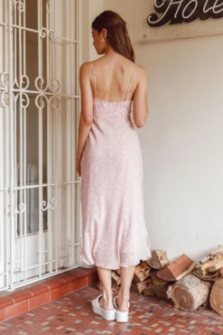 Malibu Gathered Bust Cami Strap Midi Dress Spring Pink -Cheap Dress Store 63135B07 20PINK 6