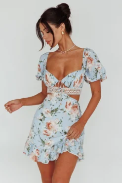 Sweet Romance Cut-Out Mini Dress Blue