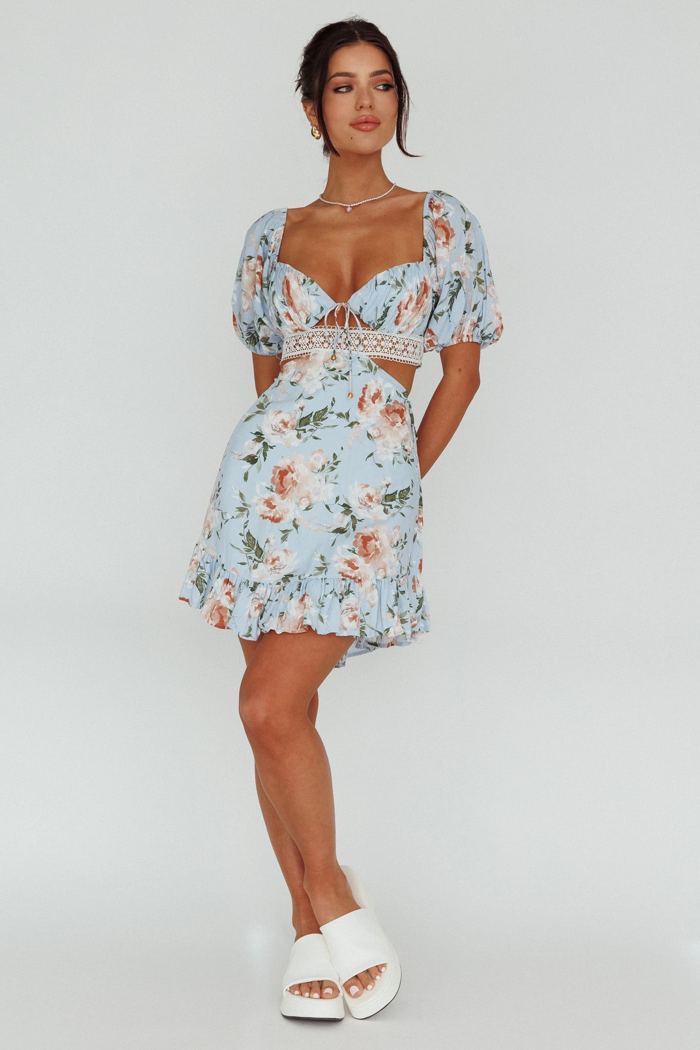 Sweet Romance Cut-Out Mini Dress Blue 3 Sweet Romance Cut-Out Mini Dress Blue - Image 3