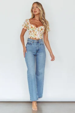 Besito Puff Sleeve Crop Top Floral White/Yellow 7 Besito Puff Sleeve Crop Top Floral White/Yellow -Cheap Dress Store 63280B 20WHITE YELLOW 2
