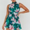 Mandalay High Neck Sleeveless Dress Floral Green