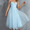 Smitten Sweetheart Neckline Chiffon Midi Dress Blue