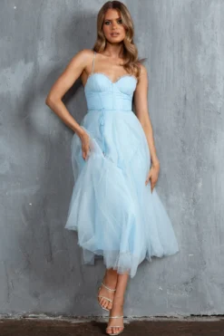 Smitten Sweetheart Neckline Chiffon Midi Dress Blue -Cheap Dress Store 63309J01 20BLUE 5