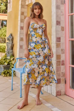 Missoula Cami Strap Padded Bust Midi Dress Flower Print Mango -Cheap Dress Store 63409J04 20MANGO 8