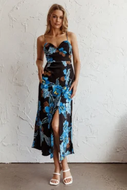 Missoula Cami Strap Padded Bust Midi Dress Flower Blue -Cheap Dress Store 63409J06 20BLUE 5