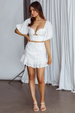 Alpha Tied Back Puff Sleeve Top White -Cheap Dress Store 63418D02 20WHITE 2