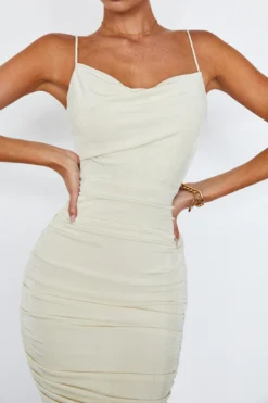 Little Waltz Ruched Midi Dress Champagne -Cheap Dress Store 63508D 20CHAMPAGNE 7