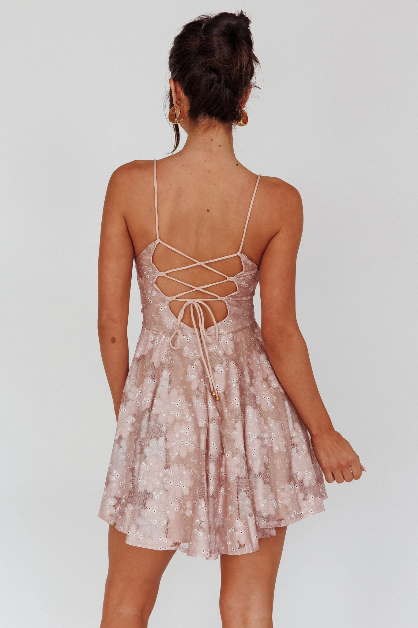 Merida Lace-Up Back Dress Floral Blush 2 Merida Lace-Up Back Dress Floral Blush - Image 2
