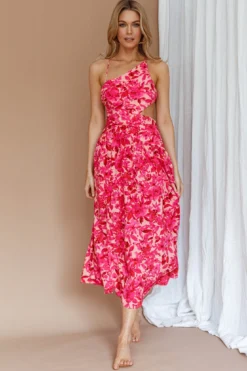Destination Open Back Midi Dress Floral Pink -Cheap Dress Store 63749D01 20PINK 5