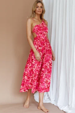 Destination Open Back Midi Dress Floral Pink -Cheap Dress Store 63749D01 20PINK 6