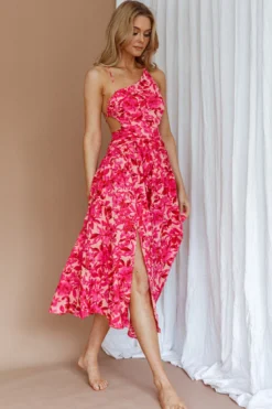 Destination Open Back Midi Dress Floral Pink -Cheap Dress Store 63749D01 20PINK 8