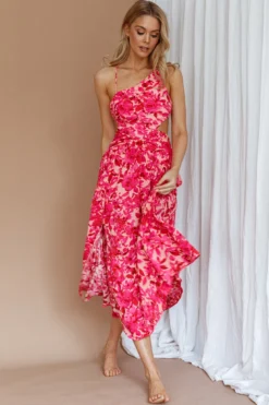 Destination Open Back Midi Dress Floral Pink -Cheap Dress Store 63749D01 20PINK 9