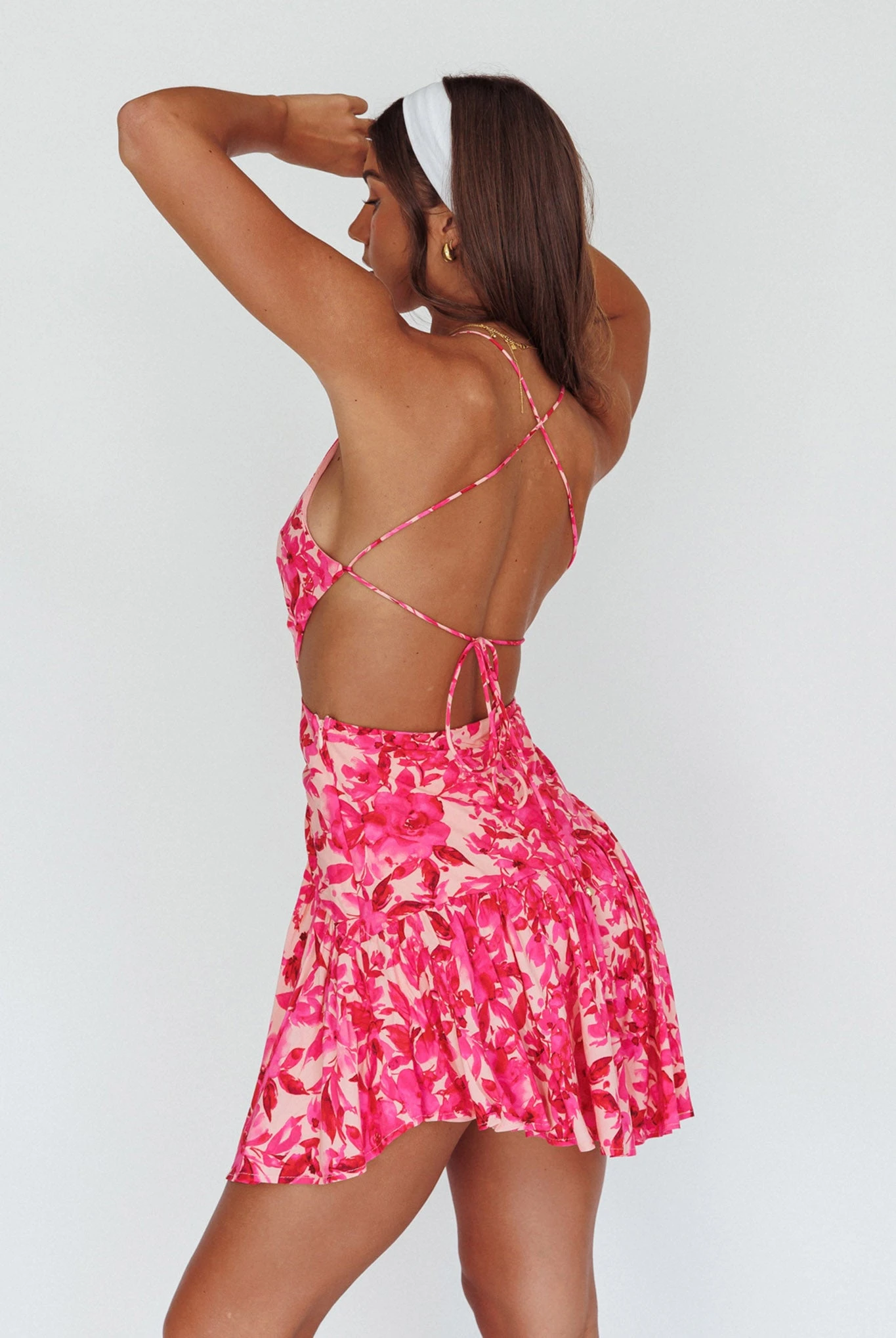 Destination Open Back Mini Dress Floral Pink 2 Destination Open Back Mini Dress Floral Pink - Image 2