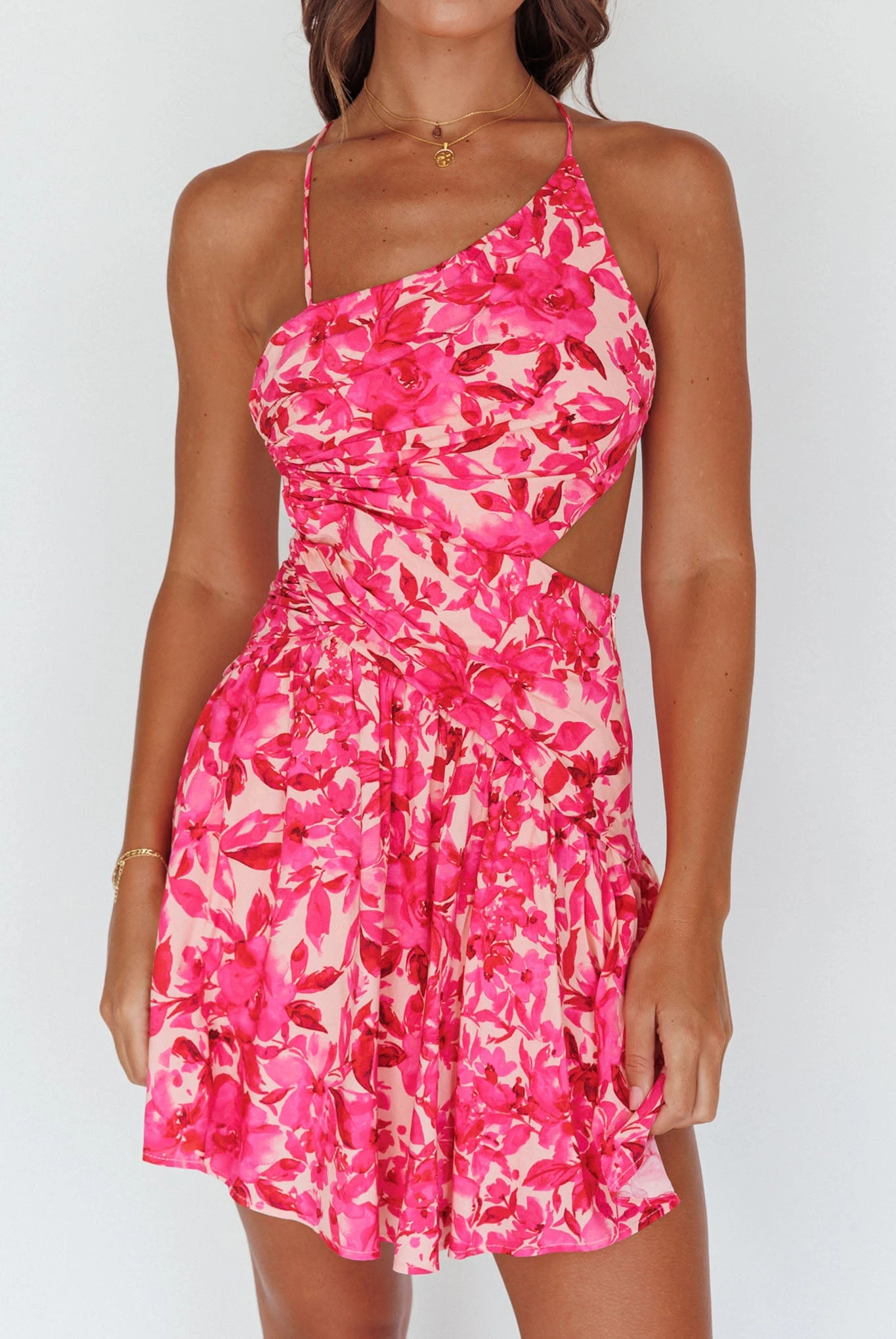 Destination Open Back Mini Dress Floral Pink 4 Destination Open Back Mini Dress Floral Pink - Image 4