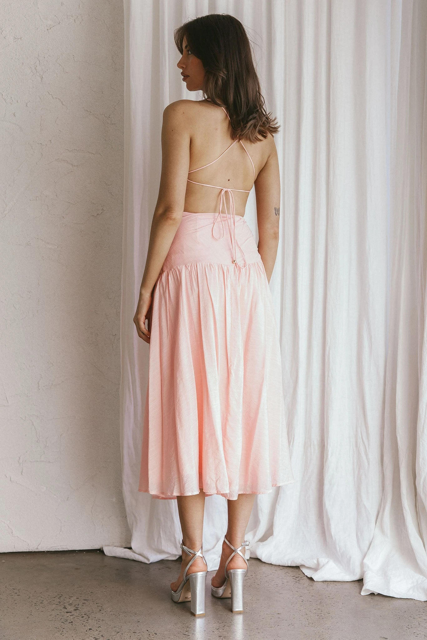 Destination Open Back Midi Dress Blush 2 Destination Open Back Midi Dress Blush - Image 2