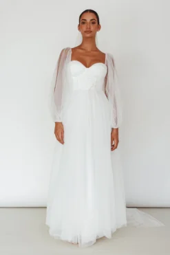 Fairytale Dream Sheer Sleeve Maxi Dress White -Cheap Dress Store 63830BS01 20WHITE 2