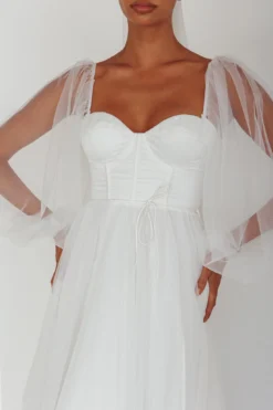 Fairytale Dream Sheer Sleeve Maxi Dress White -Cheap Dress Store 63830BS01 20WHITE 4