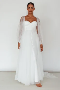 Fairytale Dream Sheer Sleeve Maxi Dress White -Cheap Dress Store 63830BS01 20WHITE 6