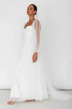 Fairytale Dream Sheer Sleeve Maxi Dress White -Cheap Dress Store 63830BS01 20WHITE 8