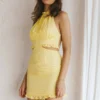 Giovana Halterneck Frill Mini Dress Lemon