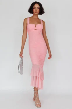 Nadia Ruched Fishtail Maxi Dress Blush -Cheap Dress Store 63963H 20BLUSH 2