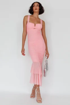 Nadia Ruched Fishtail Maxi Dress Blush -Cheap Dress Store 63963H 20BLUSH 5