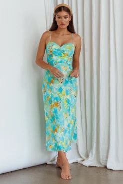 Golden Sands Cami Strap Maxi Dress Floral Teal -Cheap Dress Store 63965B01 20TEAL 5