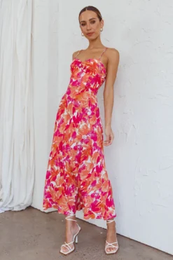 Golden Sands Cami Strap Maxi Dress Floral Red -Cheap Dress Store 63965B 20RED 6