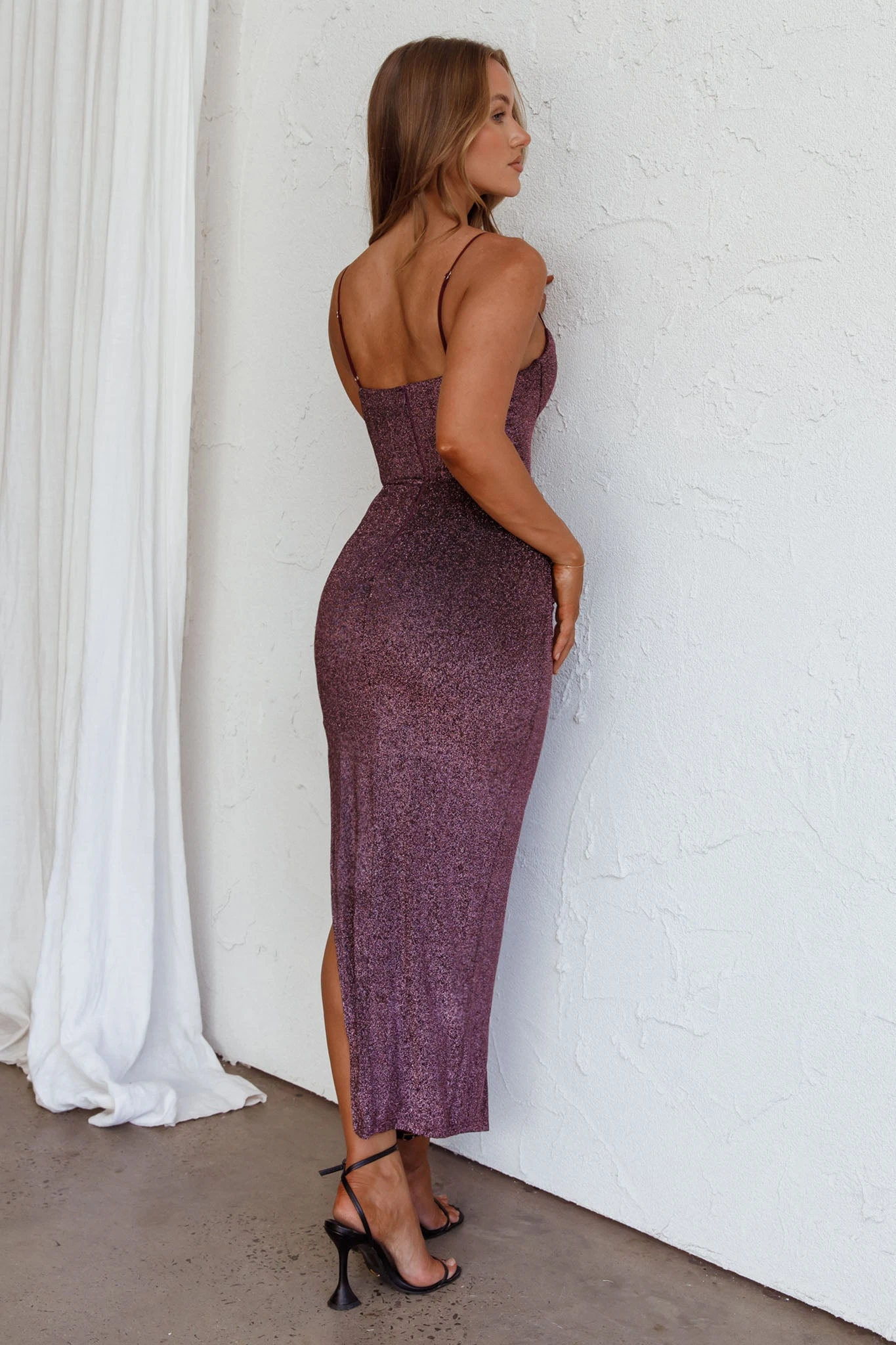 Silver Screen Queen Thigh Split Maxi Dress Purple 5 Silver Screen Queen Thigh Split Maxi Dress Purple - Image 5